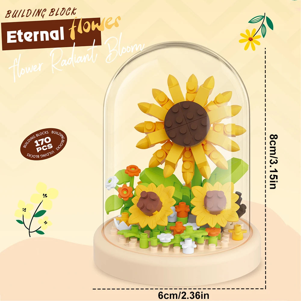 Diy Micro Flower Building Blocks Mini Bricks Particles Eternal Life Flowers Home Decoration Assembling Puzzle Toy Christmas Gift