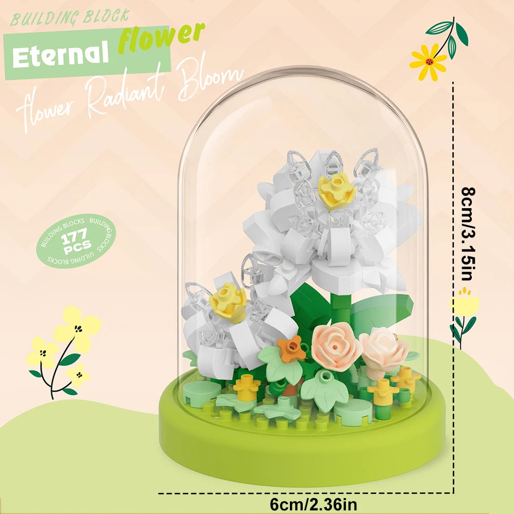 Diy Micro Flower Building Blocks Mini Bricks Particles Eternal Life Flowers Home Decoration Assembling Puzzle Toy Christmas Gift