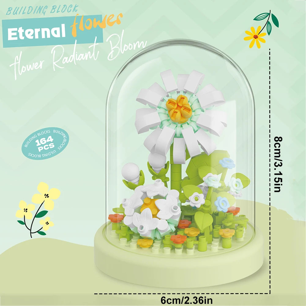 Diy Micro Flower Building Blocks Mini Bricks Particles Eternal Life Flowers Home Decoration Assembling Puzzle Toy Christmas Gift