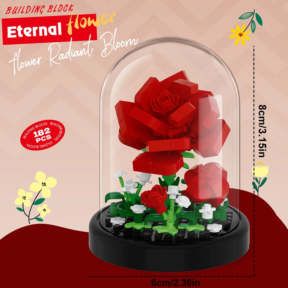 Diy Micro Flower Building Blocks Mini Bricks Particles Eternal Life Flowers Home Decoration Assembling Puzzle Toy Christmas Gift