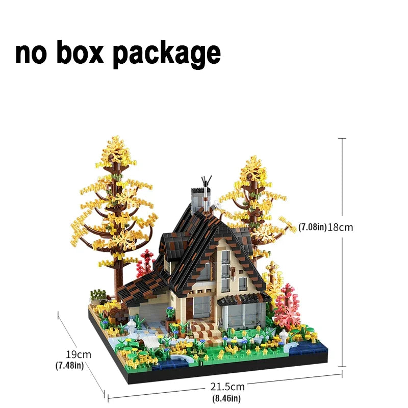 Street View Building Blocks House Forest Huts Villa Model Diy Architecture Assemble Bricks Toys for Children Home Table Decor