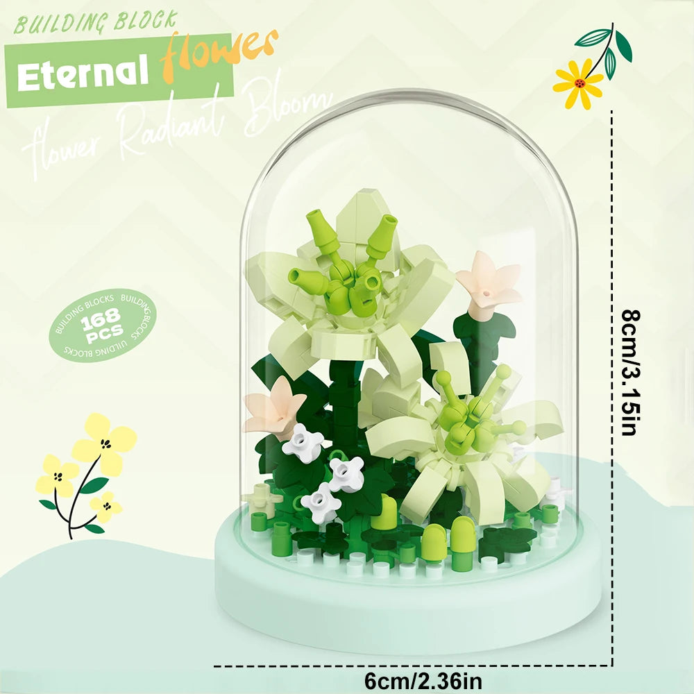 Diy Micro Flower Building Blocks Mini Bricks Particles Eternal Life Flowers Home Decoration Assembling Puzzle Toy Christmas Gift